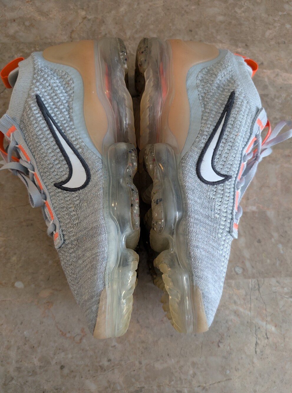 Nike Air Vapor Max (2021) Flyknit GS "Grey Fog Bright  Mango Shoes Men Size 10.5 - Picture 10 of 12